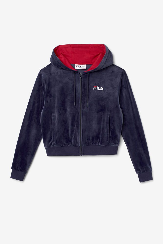 Fila Jacket Womens Navy Zura Velour - Ireland 62149-KTGA